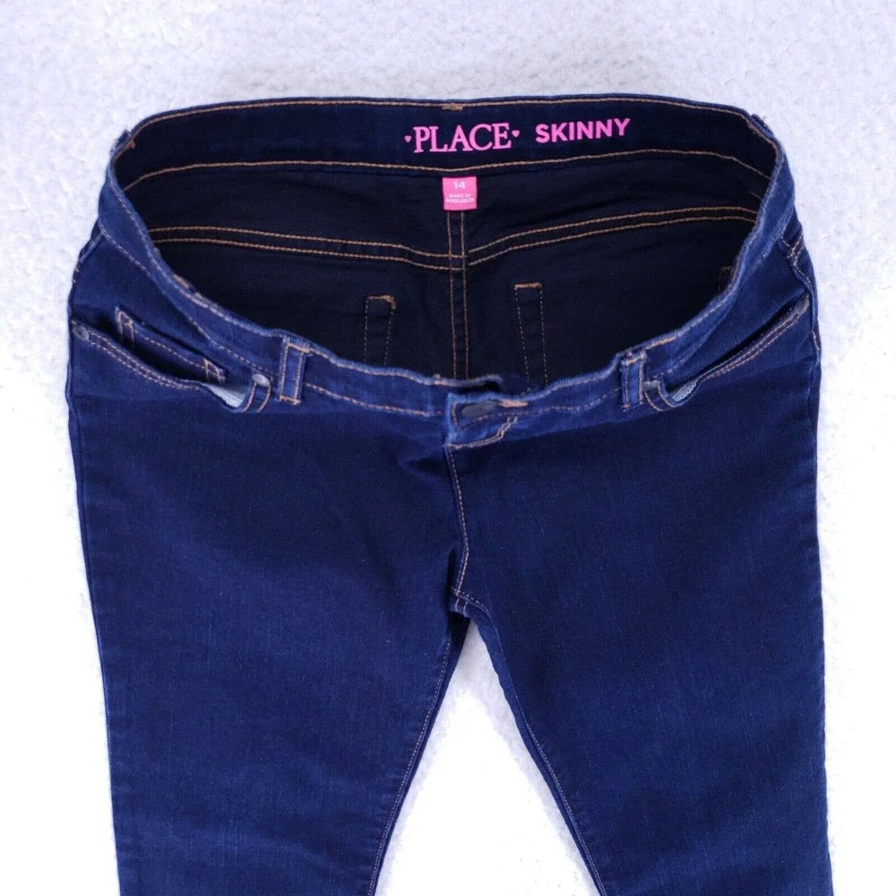 The Children's Place Jeans Girls Size 14 Dark Blue Stretch Super Skinny Denim
